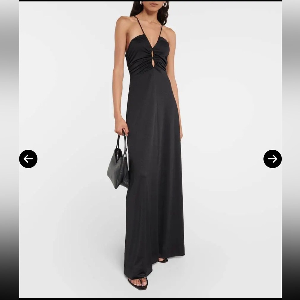 GANNI Shiny Crepe Jersey Long Dress